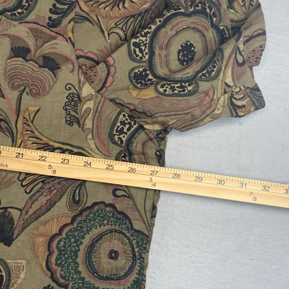Vatpave Men's XXL Dark Orange/Green Floral Short Sleeve Button Up Hawaiian Shirt - Picture 5 of 7